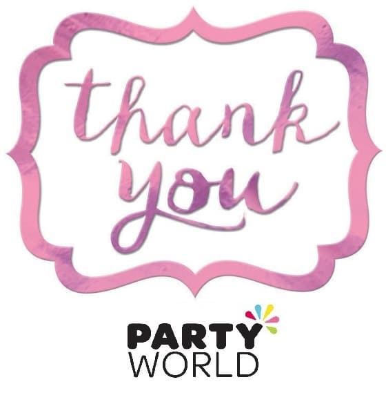 Pink And White Thank You Stickers (50)