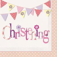 Pink Bunting Christening Luncheon Napkins (16)