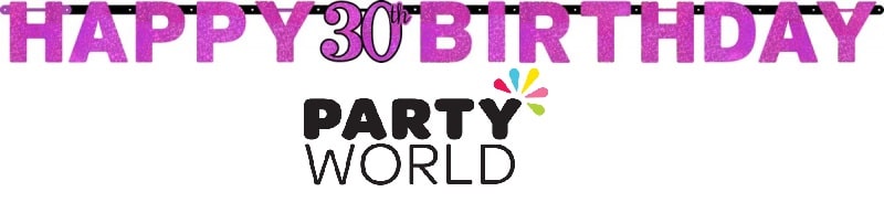 Pink Celebration 30th Prismatic Letter Banner