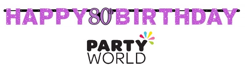 Pink Celebration 80th Birthday Prismatic Letter Banner