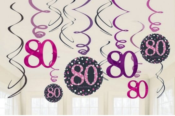 Pink Celebration 80th Birthday Swirl Decorations (12)