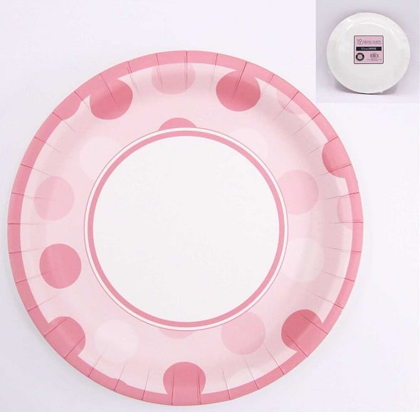 Pink Jumbo Dots 17.5cm Paper Plates (12)