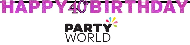 Pink Sparkling Celebration 40th Birthday Letter Banner