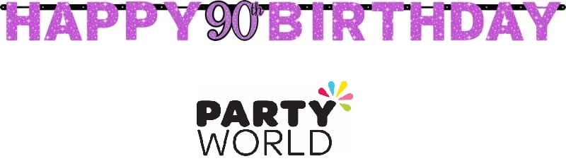 Pink Sparkling Celebration 90th Birthday Letter Banner