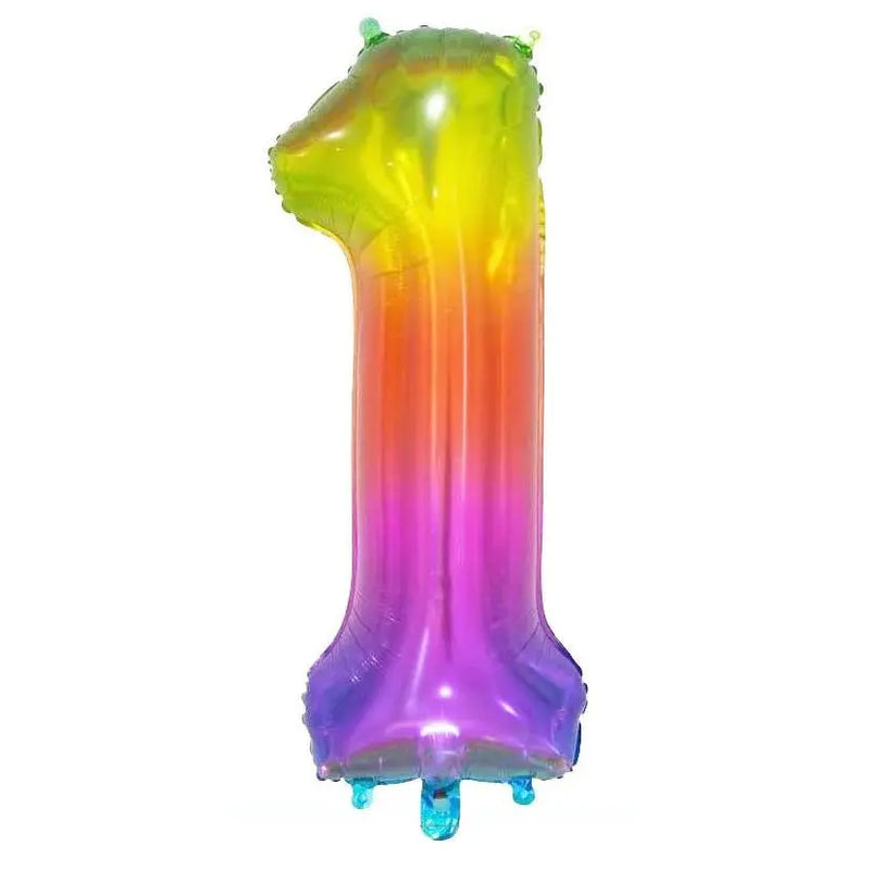 Giant Party Rainbow Foil Balloon Number - 1  (Approx. 86cm)