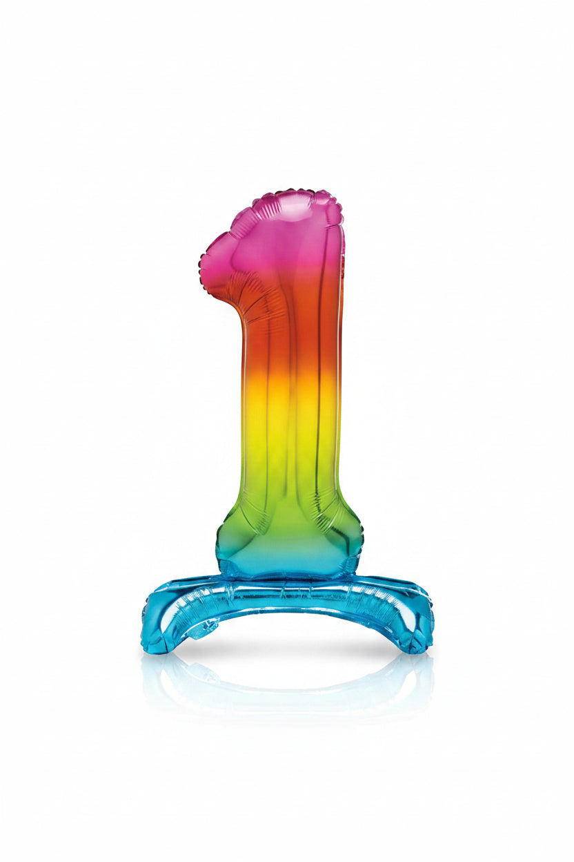 Giant Standing Rainbow Foil Number 1 Balloon For Air Filling 76cm