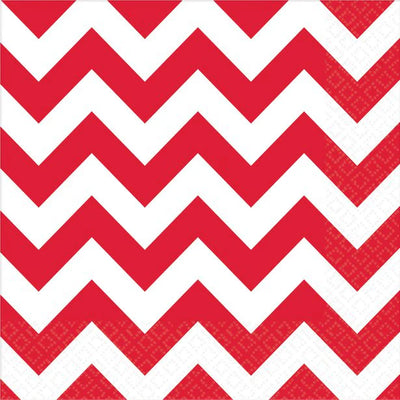 Lunch Napkins 15pk - Chevron Red