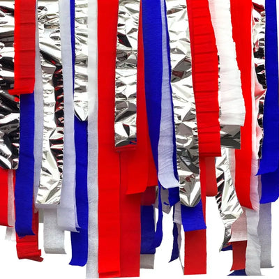 Crepe Streamers Red, Silver &amp; Blue