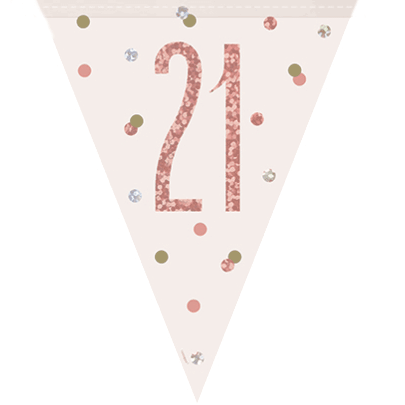 21st Birthday Prismatic Rose Gold Flag Banner 2.74m