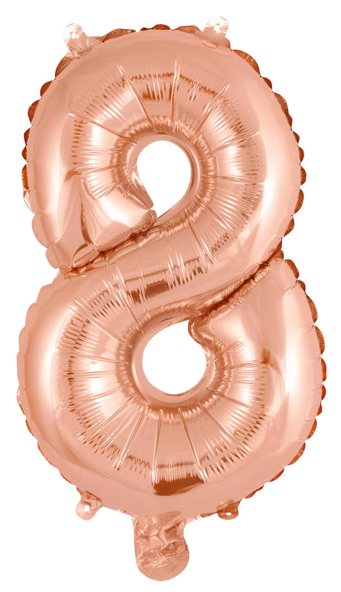 Rose Gold Number 8 Foil Mini Balloon 14in (Air Fill Only)