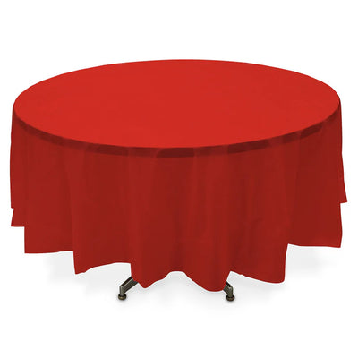 Plastic Table Cover Round - Red