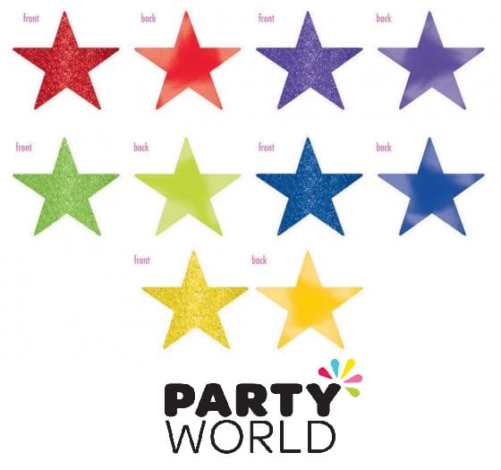 Rainbow Glitter And Foil Star Cutouts 12.7cm (5pk)