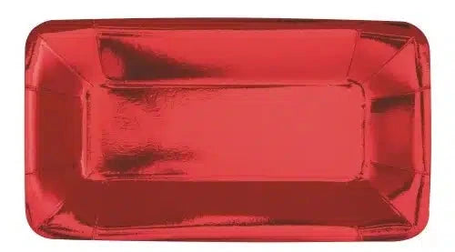 Red Foil Small Rectangular Paper Plates (8)