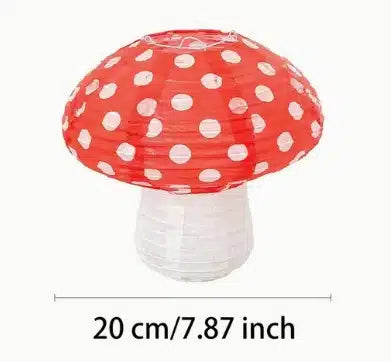 Red Lantern Toadstool Shaped With White Dots 20cm