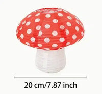 Red Lantern Toadstool Shaped With White Dots 20cm