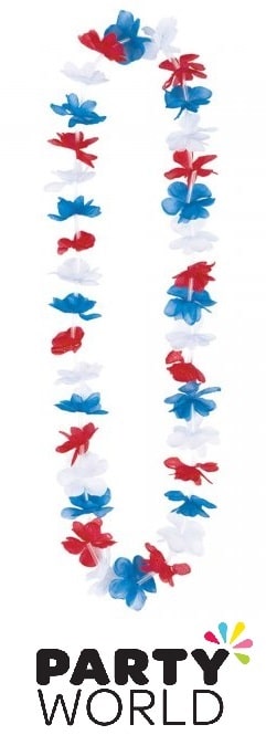 Red, White And Blue Patriotic Flower Leis (1)