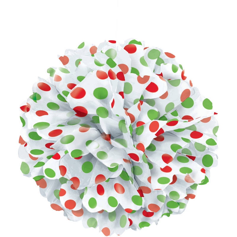 Red & Green Puff Ball - 35cm