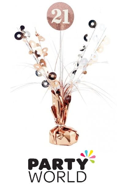 Rose Gold 21st Birthday Foil Spray Balloon Weight Decoration