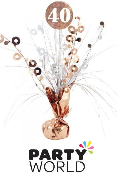 Rose Gold 40th Birthday Foil Spray Balloon Weight Decoration