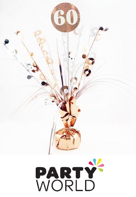 Rose Gold 60th Birthday Foil Spray Balloon Weight Decoration