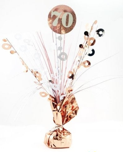 Rose Gold 70th Birthday Foil Spray Balloon Weight Decoration