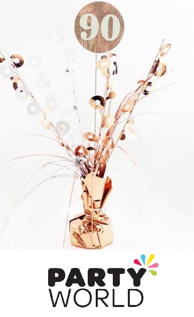 Rose Gold 90th Birthday Foil Spray Balloon Weight Decoration