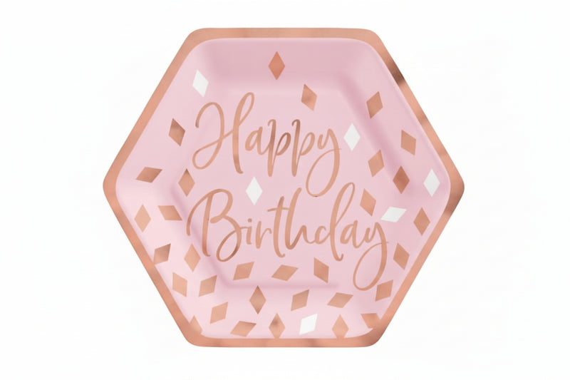 Rose Gold And Blush Pink Birthday Paper Plates 9in (8)