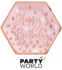 Ring Shaped Paper Plates Rose Gold & Pink 7in (8pk)