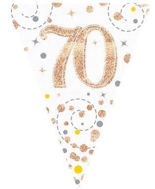 Rose Gold And Silver 70th Party Bunting