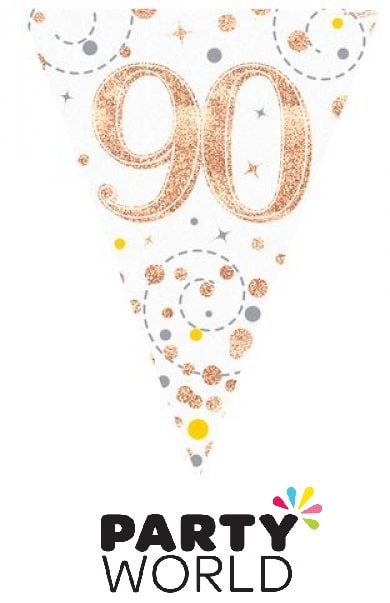 Rose Gold And Silver 90th Party Bunting