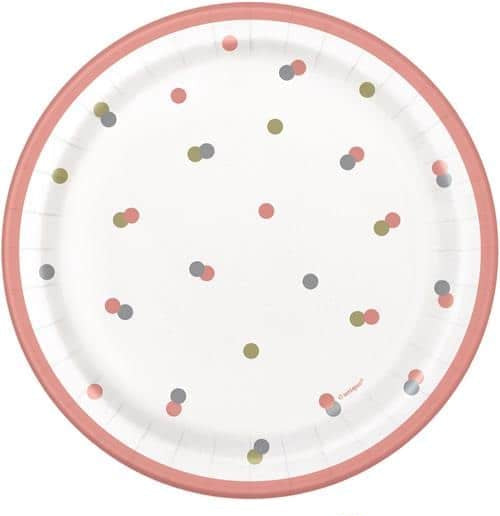Rose Gold Dots 7inch Paper Plates (8)