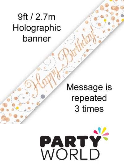 Rose Gold Sparkling Fizz Happy Birthday Foil Banner