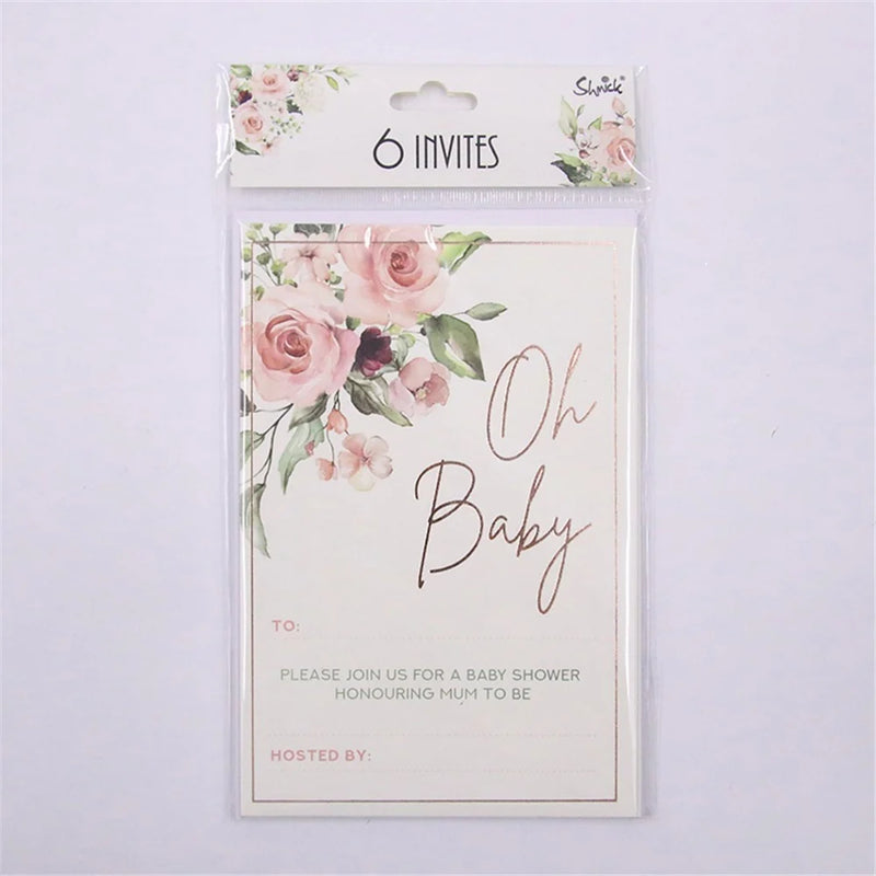 Oh Baby Girl Floral Baby Shower Invitations (6pk)