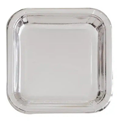 Silver Foil 5in Square Paper Appetizer Plates (8)
