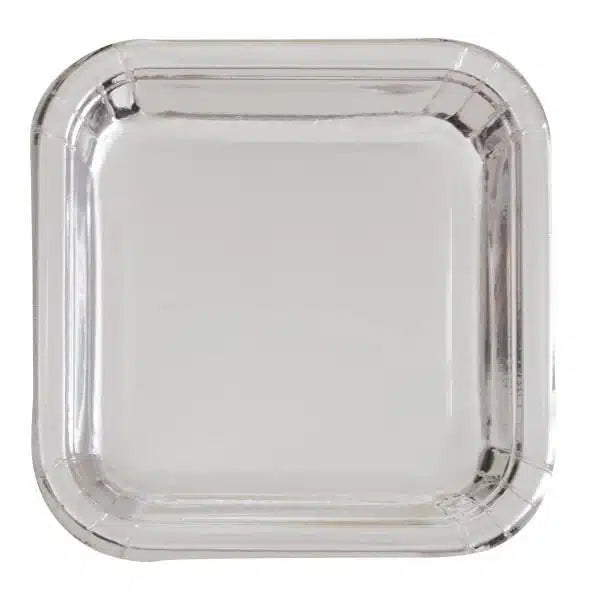 Silver Foil 5in Square Paper Appetizer Plates (8)