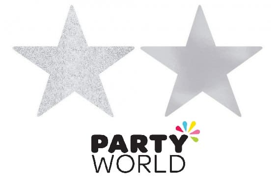 Red, Blue & Silver Glitter And Foil Star Cutouts 12.7cm (6pk)