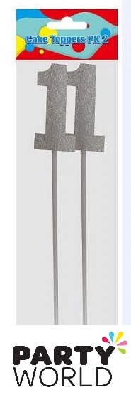 Silver Diamante Crystal Pick Cake Topper Number 2
