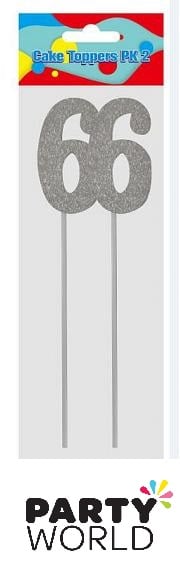 Silver Glitter Cake Topper Number 6 (2)