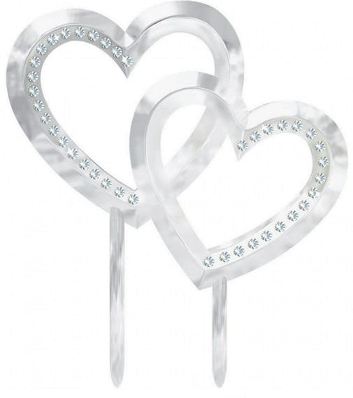 Silver Hearts Entwined Cake Decorations