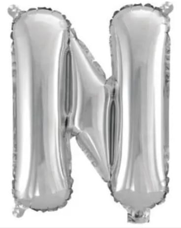 Silver Letter N Mini Foil Balloon