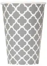 Silver Quatrefoil Paper Cups 12oz 6pk