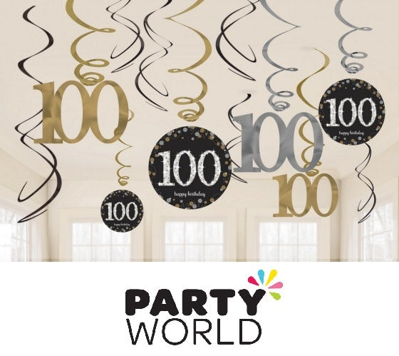 Sparkling Celebration 100th Birthday Swirl Decorations (12)