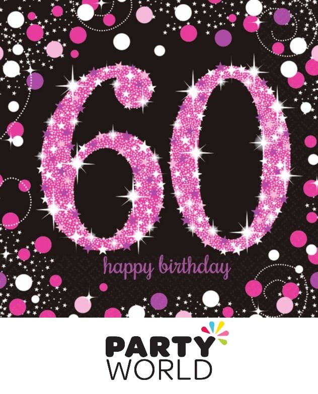 Sparkling Celebration Pink 60th Luncheon Napkins (16)