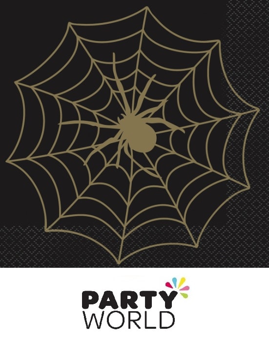 Spider Web Black And Gold Luncheon Napkins (16)