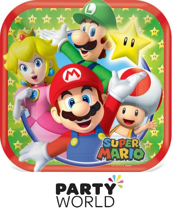 Super Mario Bros Party Square Paper Plates 7inch (8pk)