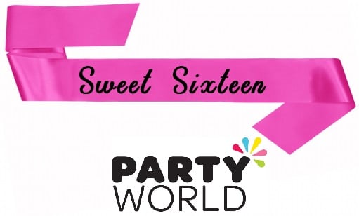 Sweet Sixteen Black On Pink Party Sash
