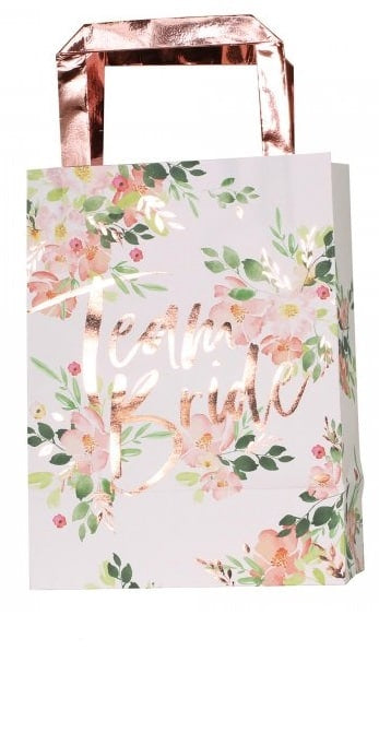 Team Bride Floral Rose Gold Foiled Party Bags (5)