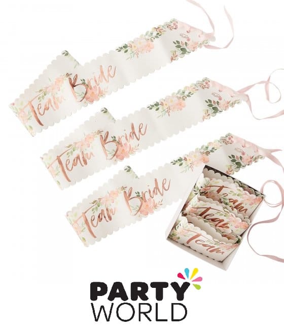 Bridesmaid Floral Rose Gold Foiled Party Sashes (2pcs)