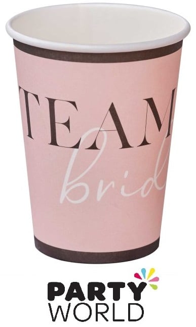 Team Bride Pink & Black Paper Straws (16pk)
