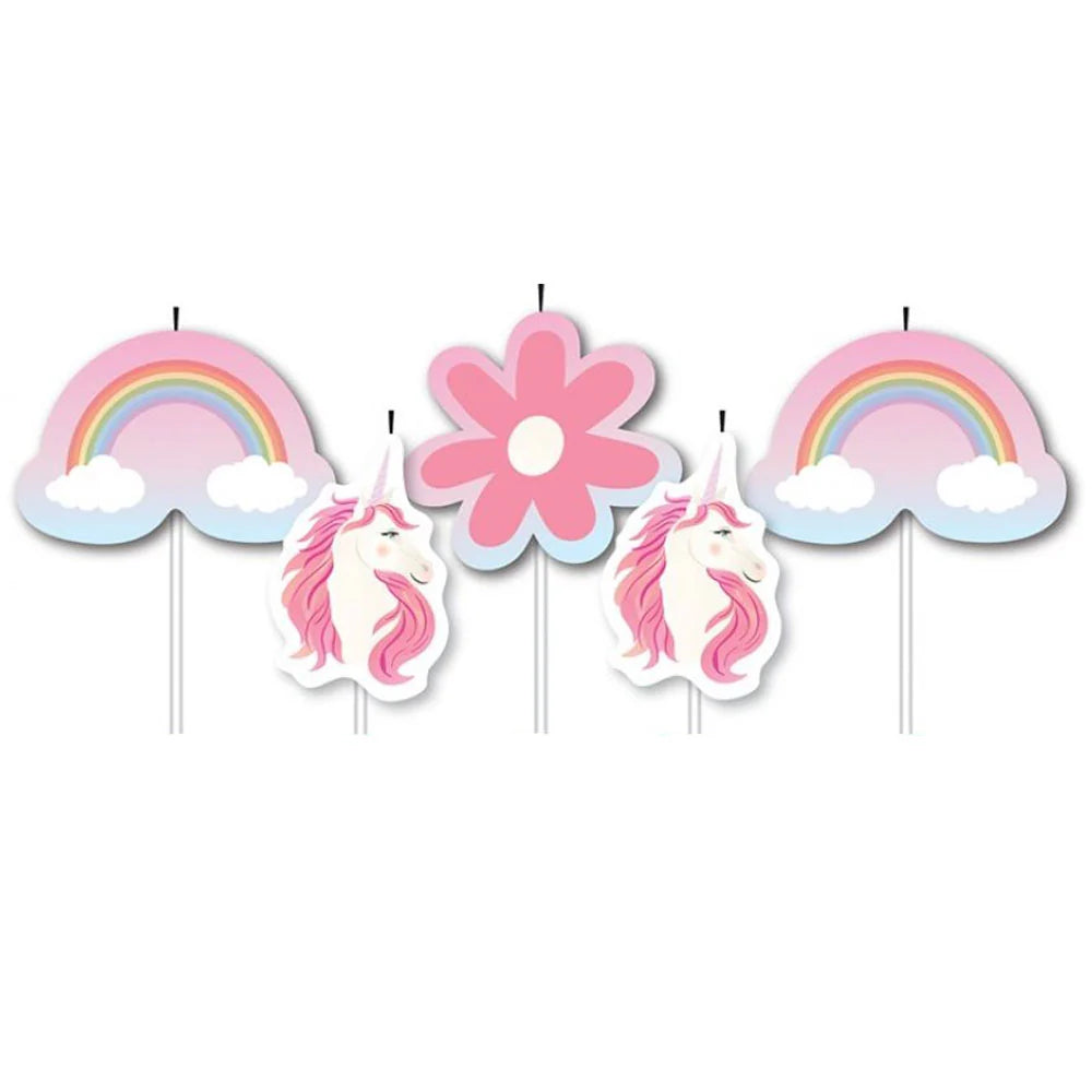 Unicorn Rainbow Candles 5pk